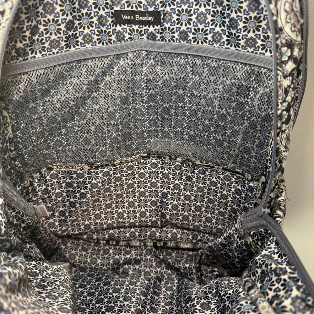 Vera Bradley Charcoal Medallion Paisley Print Campus Backpack Quilted Cotton
